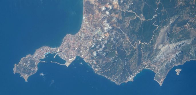 Ceuta y la frontera con Marruecos vistas desde la Estación Espacial Internacional