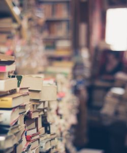 Pilas de libros de segunda mano en una librería antigua